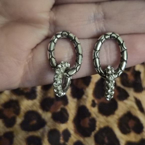 BRIGHTON PEBBLE PAVE SILVER WITH BLING EARRINGS - Picture 2 of 3